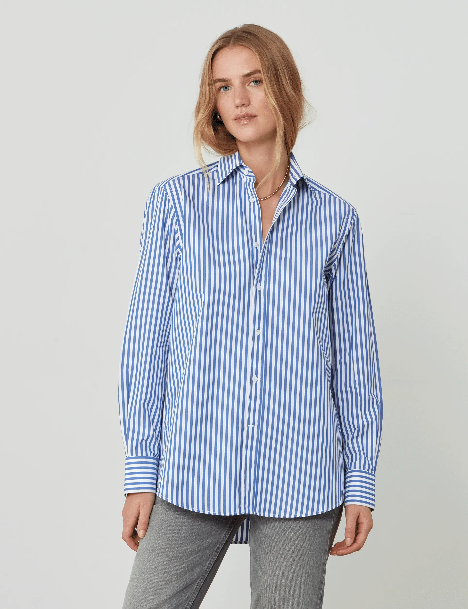 The Boyfriend: Fine Poplin, Royal Blue Stripe sold by With Nothing Underneath product image thumbnail 2
