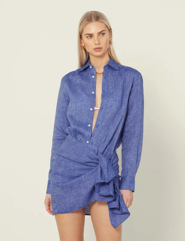 The Sarong: Linen, Lapis Blue sold by With Nothing Underneath