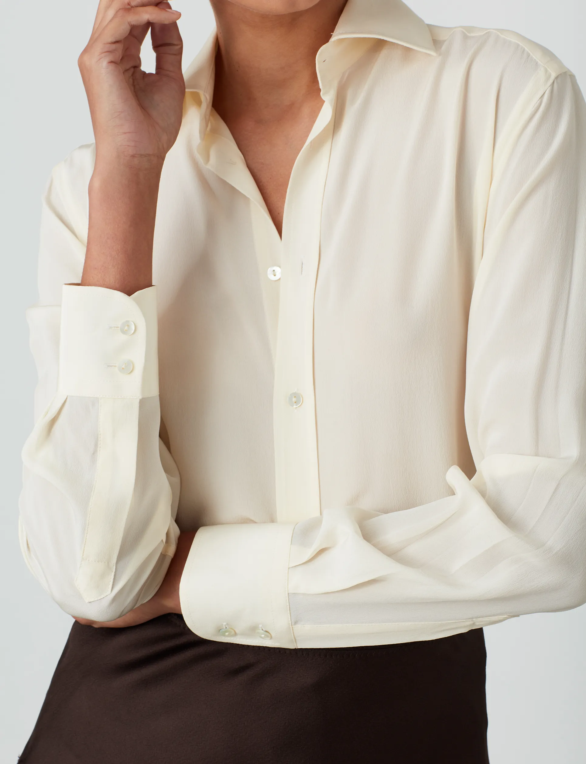 The Boyfriend: Silk Crepe de Chine, Cream sold by With Nothing Underneath product image thumbnail 4