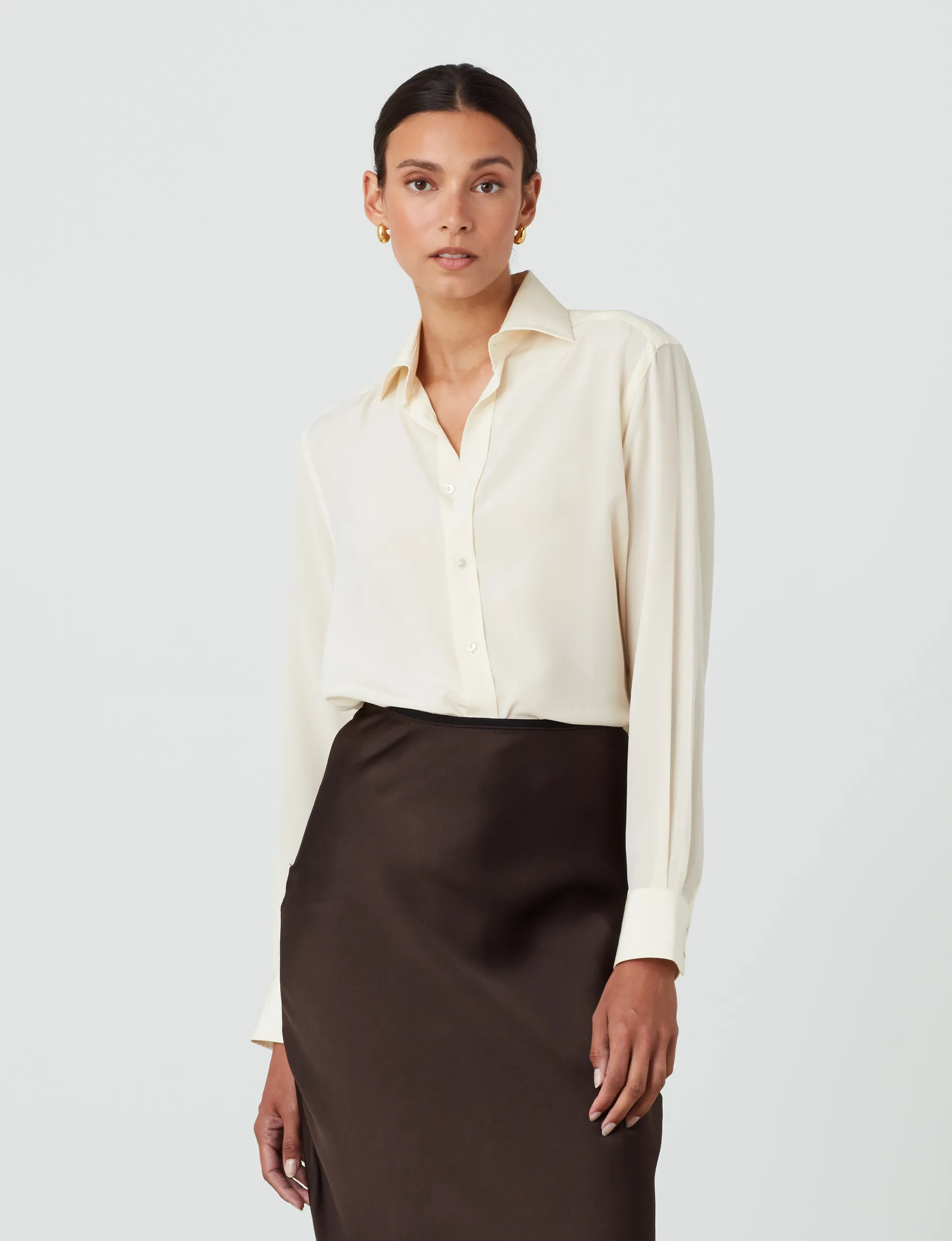 The Boyfriend: Silk Crepe de Chine, Cream sold by With Nothing Underneath product image thumbnail 2