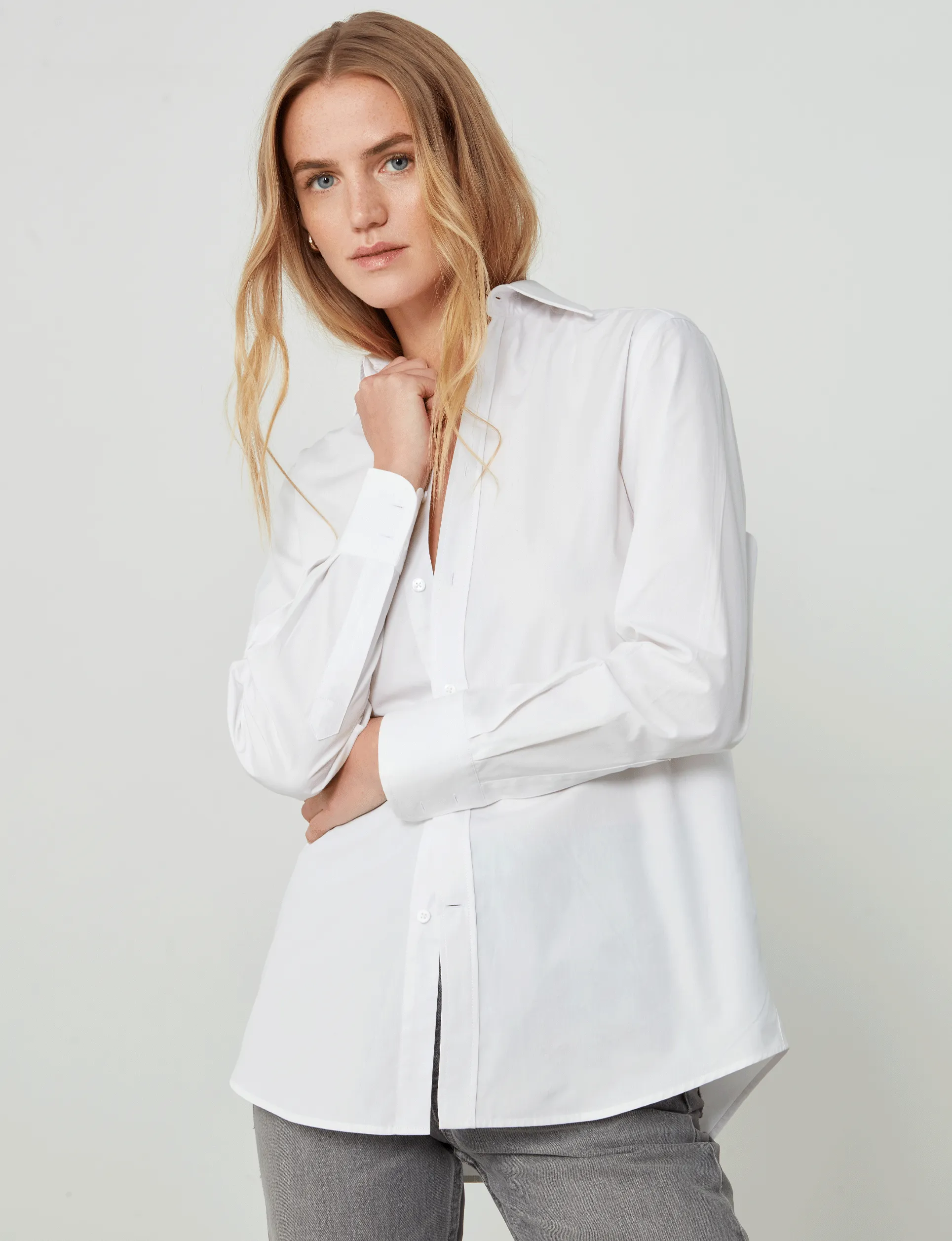 The Boyfriend: Fine Poplin, White sold by With Nothing Underneath