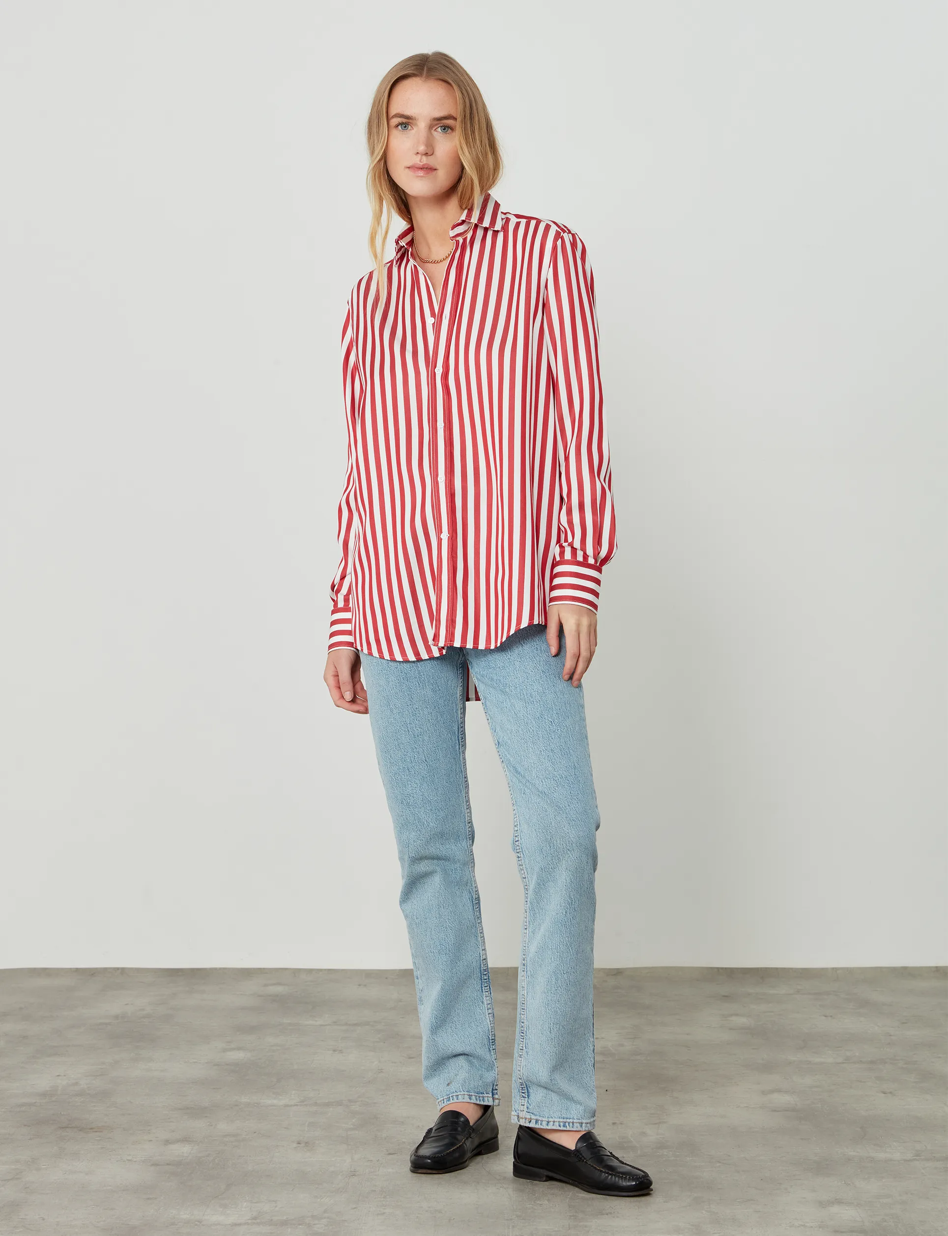 The Boyfriend: TENCEL™ Lyocell, Maple Red Stripe sold by With Nothing Underneath product image thumbnail 4