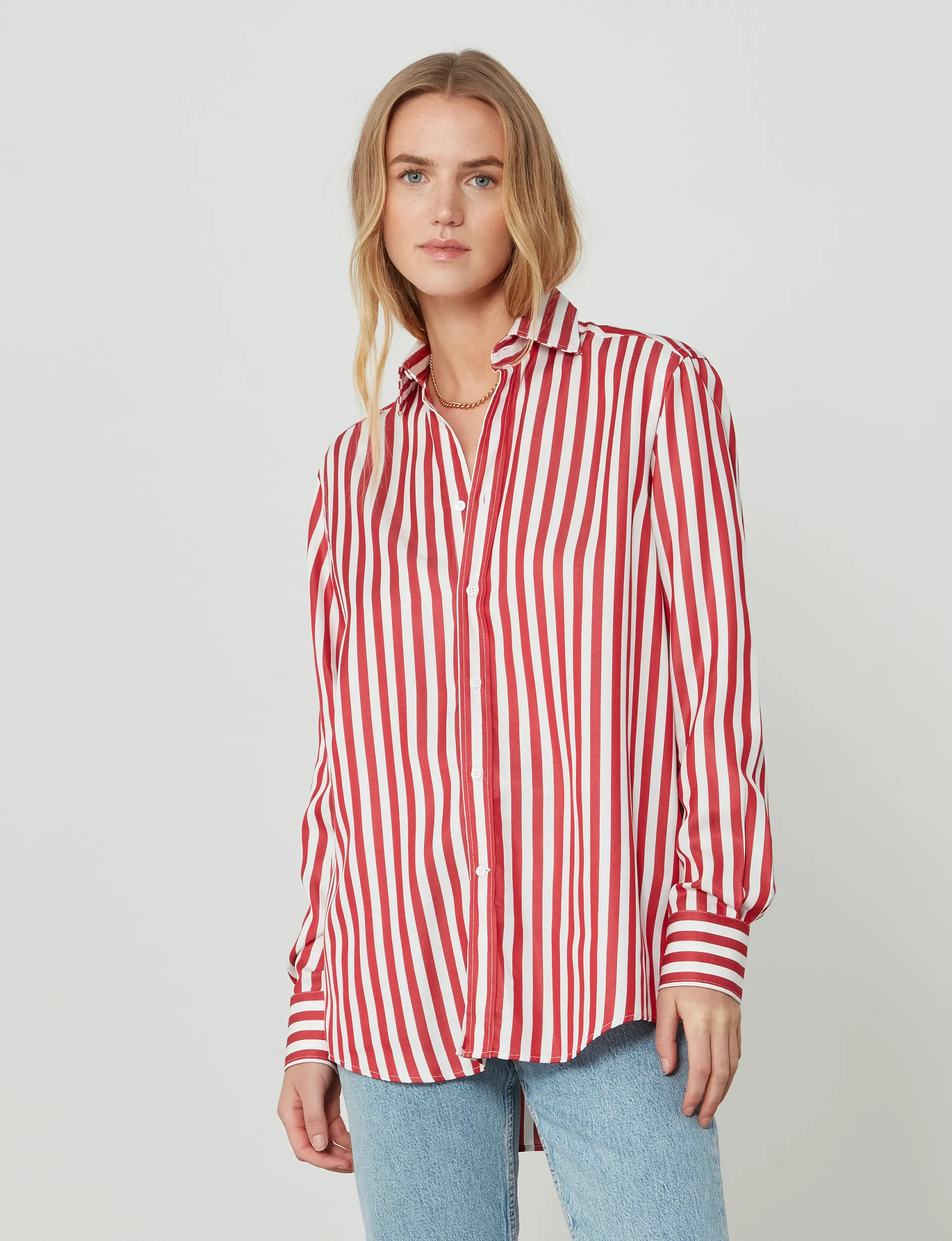 The Boyfriend: TENCEL™ Lyocell, Maple Red Stripe sold by With Nothing Underneath