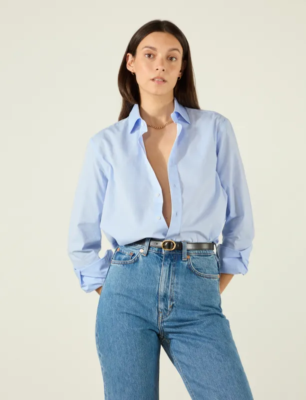 The Boyfriend: Fine Poplin, Steel Blue sold by With Nothing Underneath