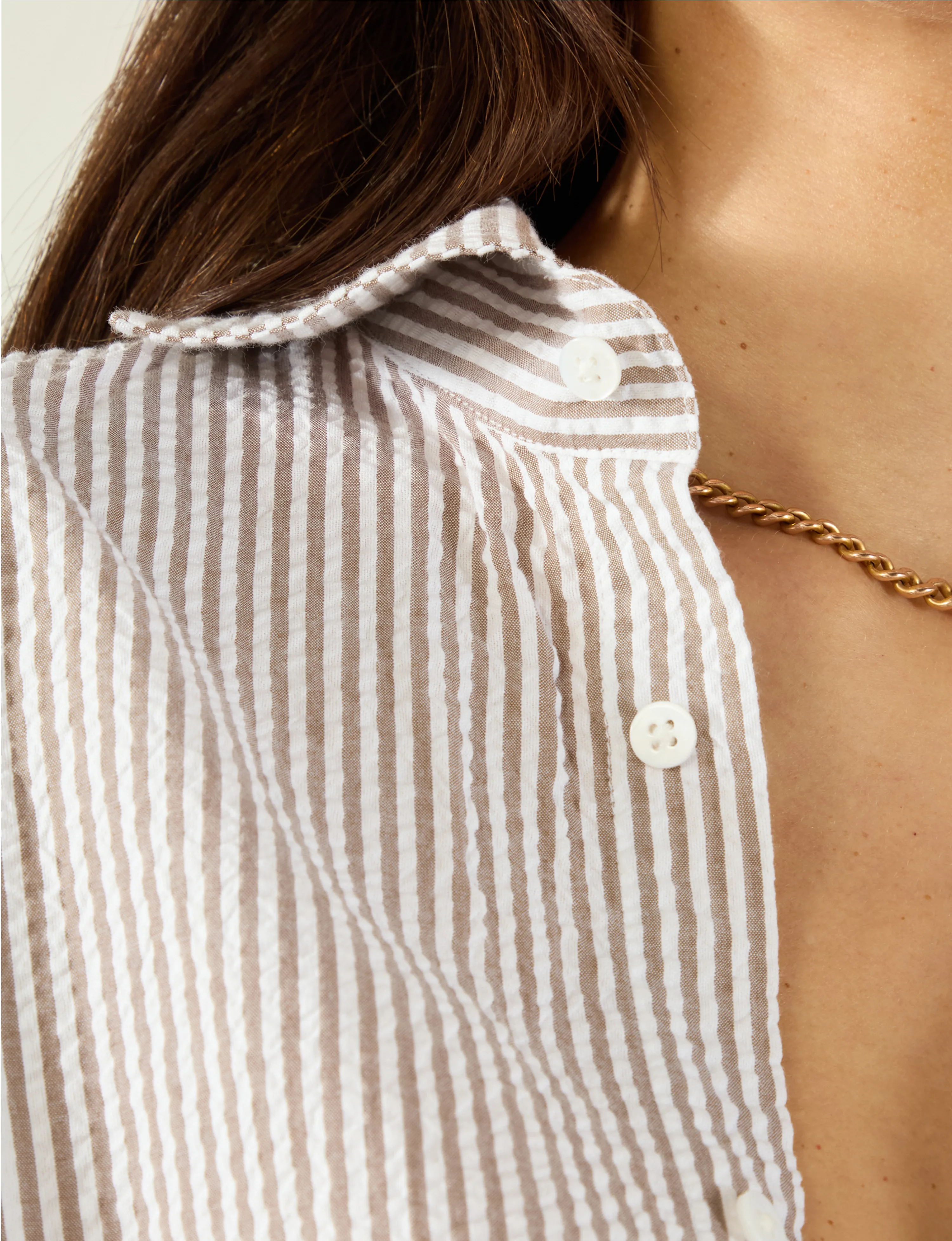 The Weekend: Seersucker, Mocha Stripe sold by With Nothing Underneath product image thumbnail 4