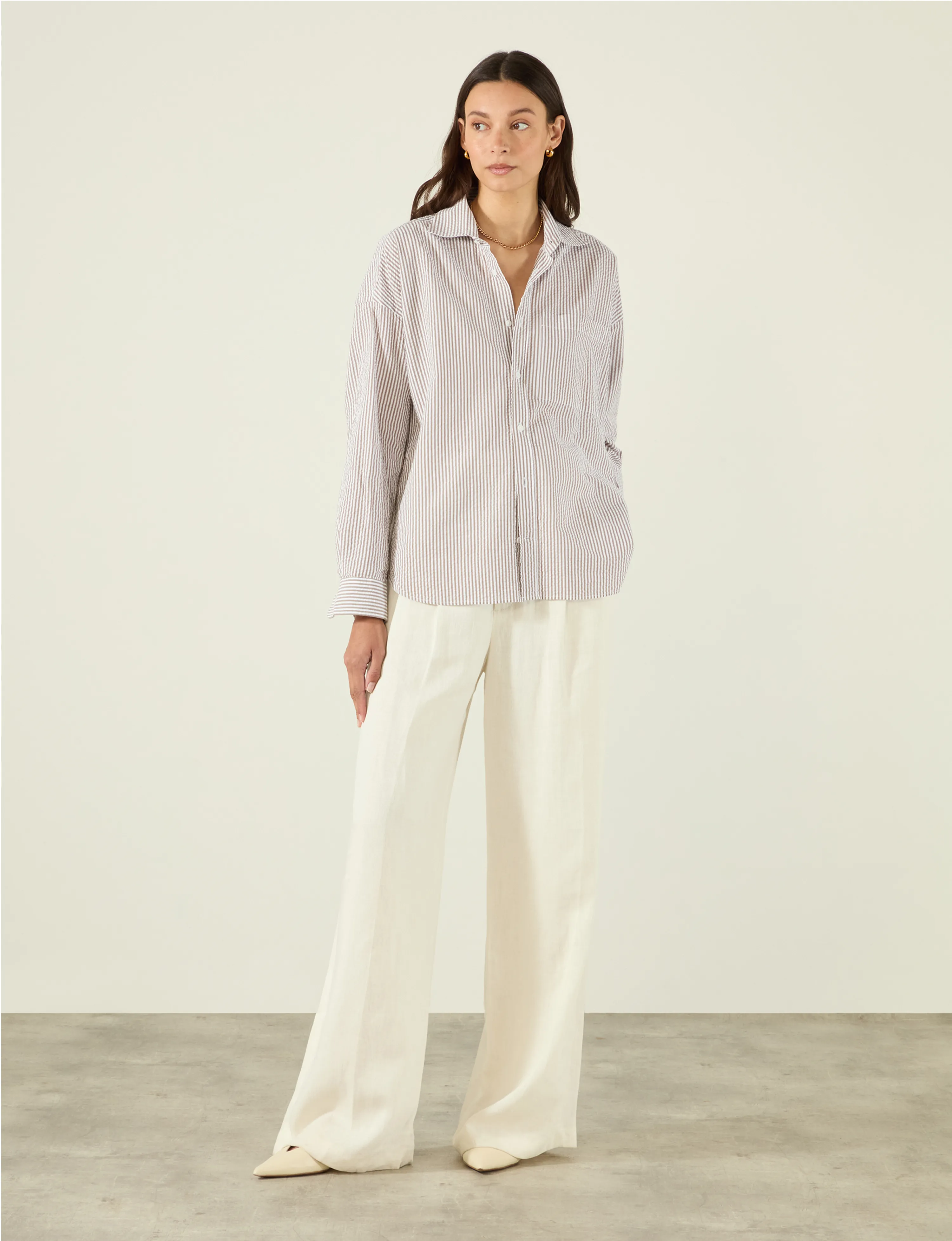 The Weekend: Seersucker, Mocha Stripe sold by With Nothing Underneath product image thumbnail 3