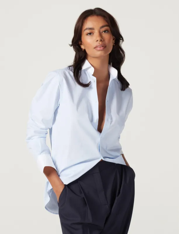 The Boyfriend Contrast: Poplin, Steel Blue sold by With Nothing Underneath