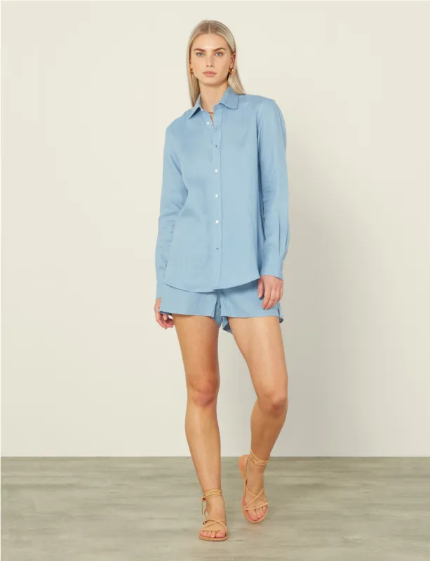 CO-ORD SET: LINEN, STORM BLUE sold by With Nothing Underneath