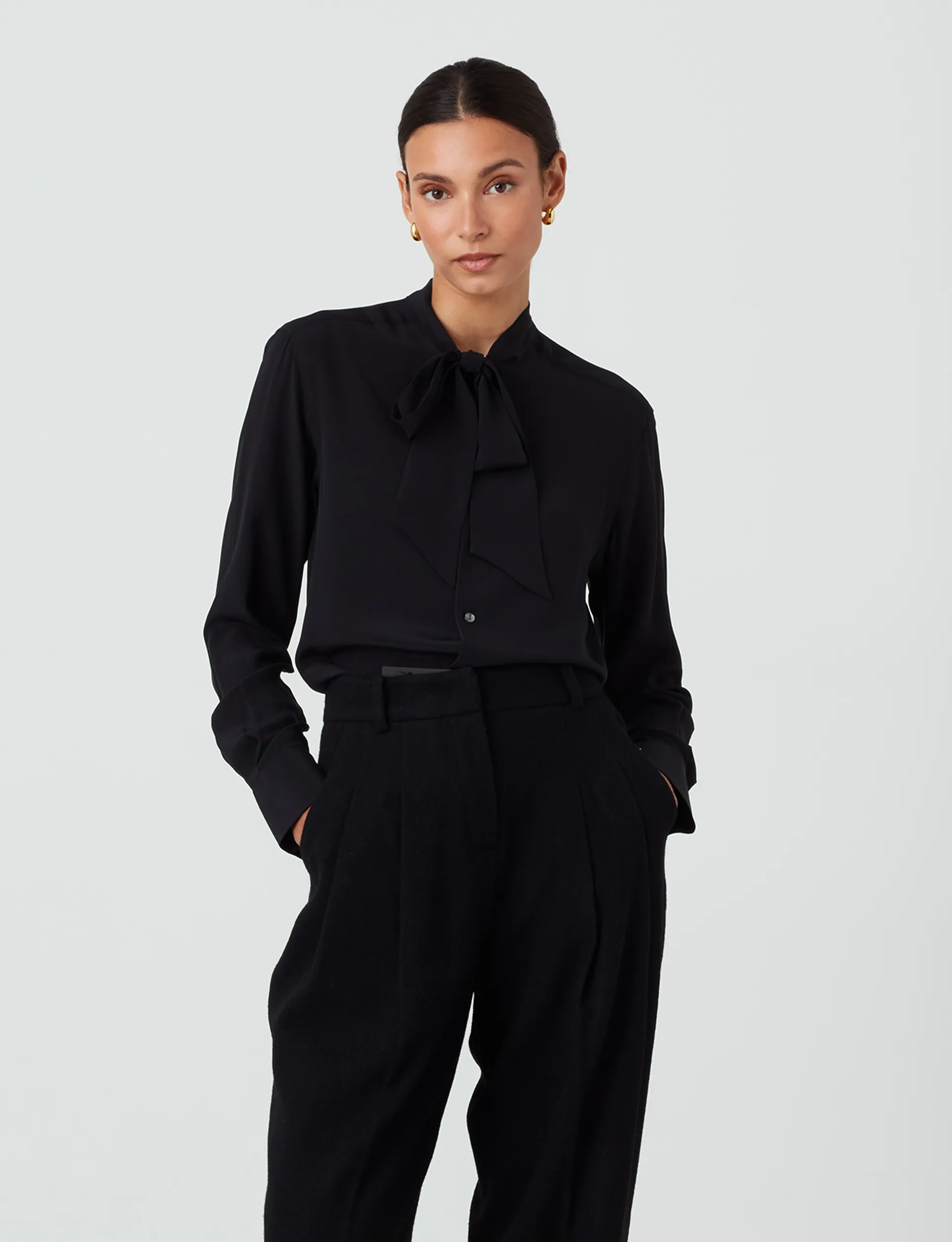 The Pussybow: Silk Crepe de Chine, Onyx sold by With Nothing Underneath product image thumbnail 2