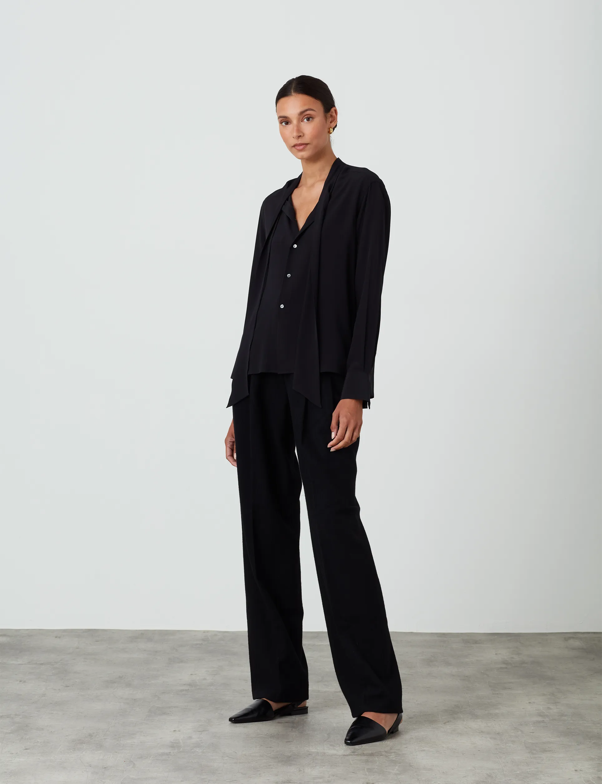 The Pussybow: Silk Crepe de Chine, Onyx sold by With Nothing Underneath product image thumbnail 4