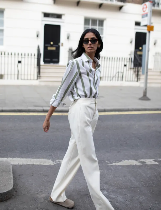 The Boyfriend: Weave, Khaki Stripe sold by With Nothing Underneath