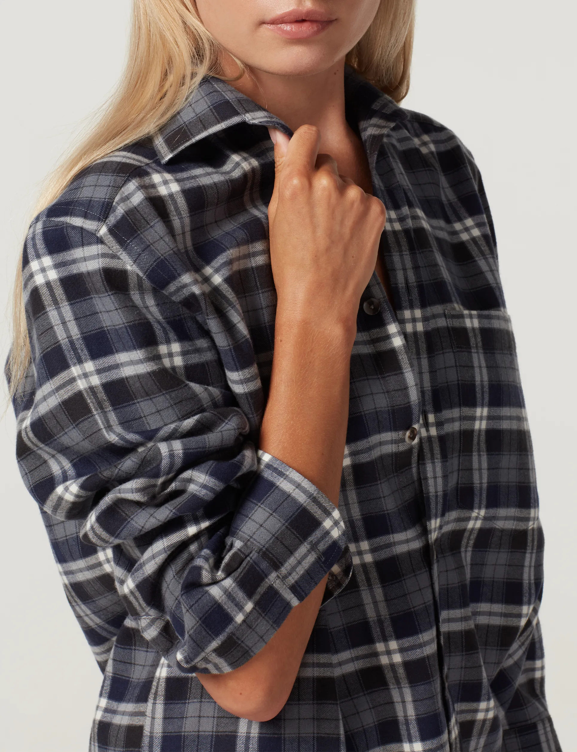 The Classic: Fine Brushed, Heritage Navy Plaid sold by With Nothing Underneath product image thumbnail 4