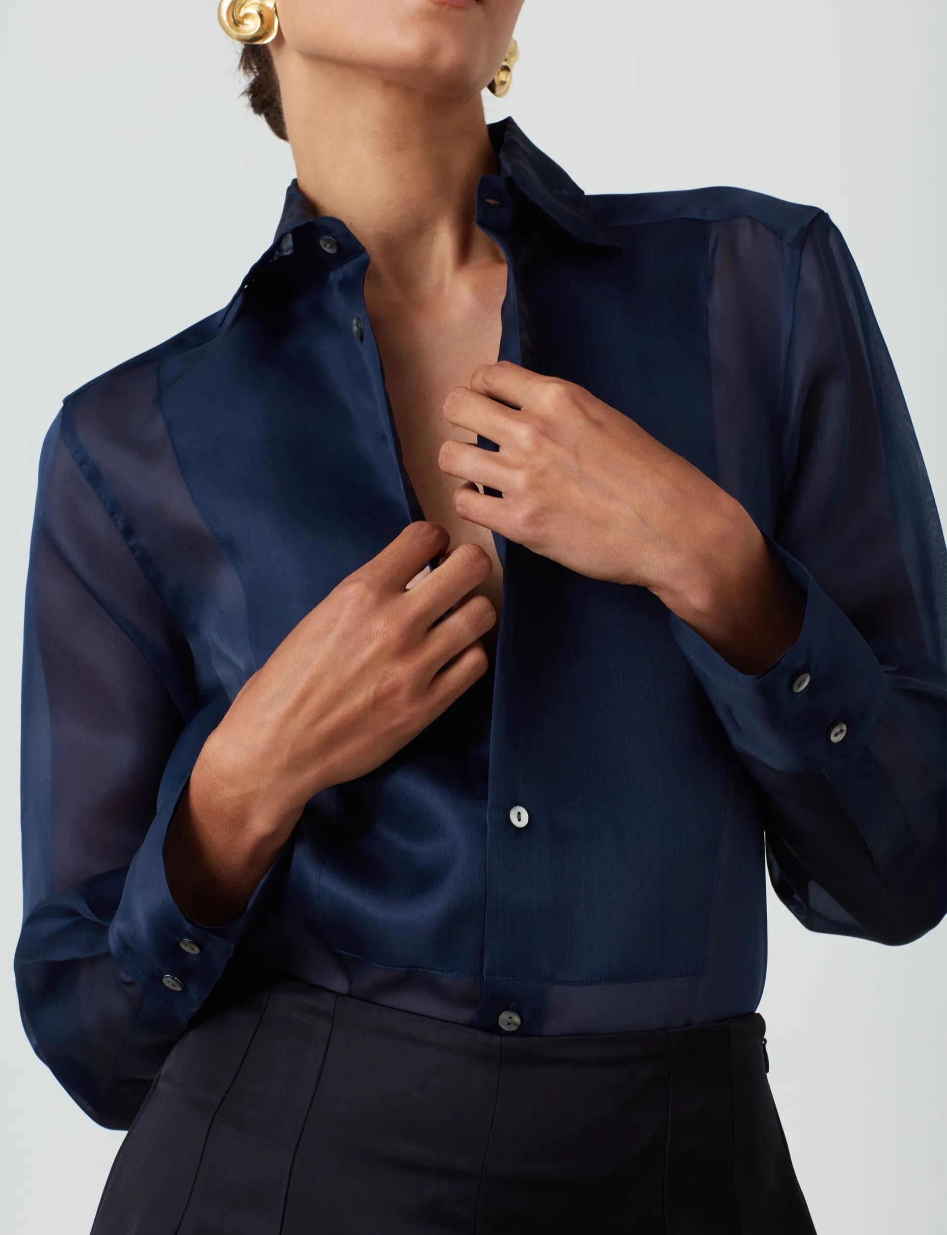 The Dress Shirt: Silk Organza, Ink sold by With Nothing Underneath product image thumbnail 4