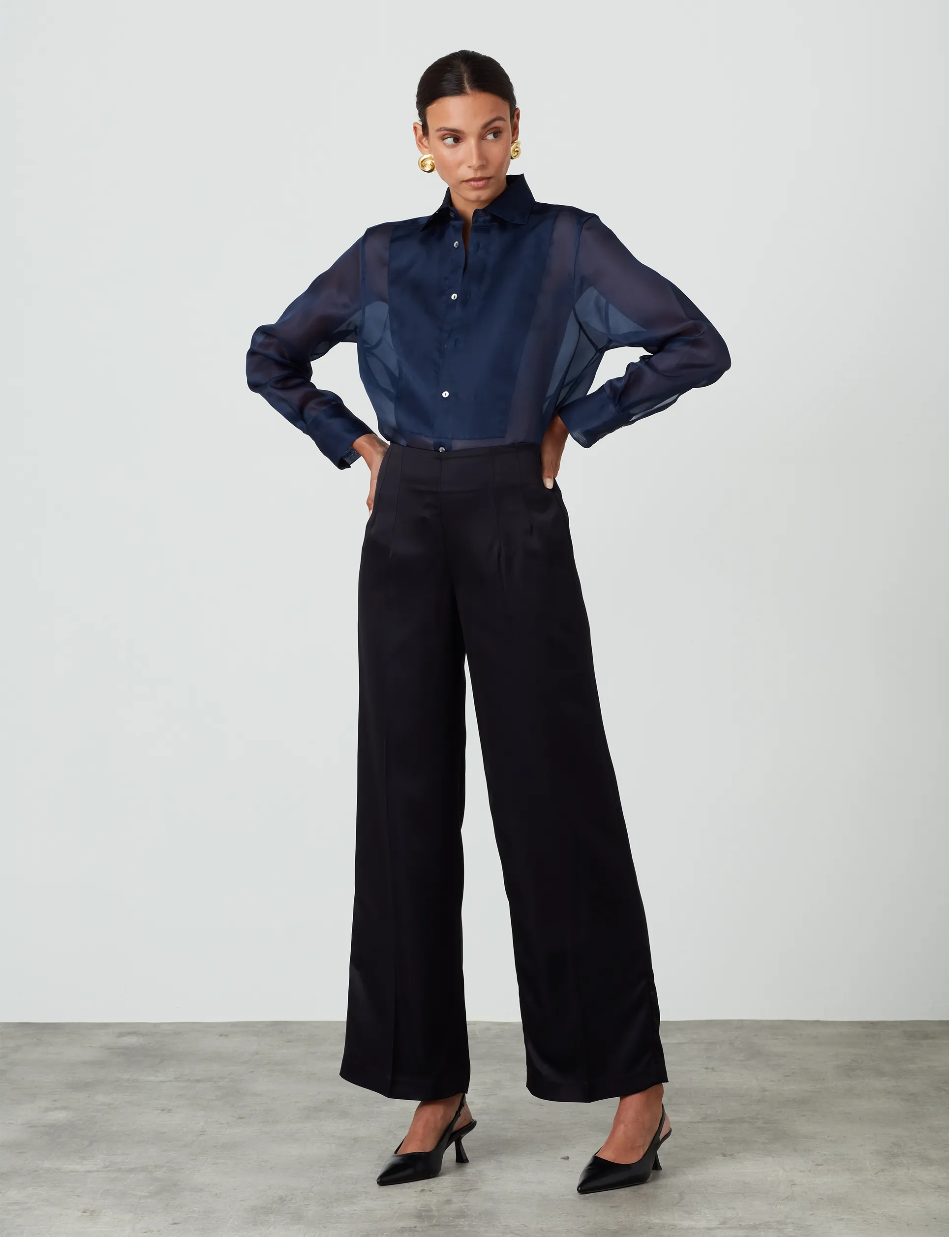 The Dress Shirt: Silk Organza, Ink sold by With Nothing Underneath product image thumbnail 3