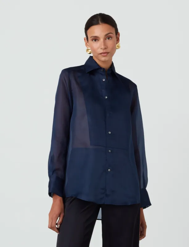 The Dress Shirt: Silk Organza, Ink made by With Nothing Underneath