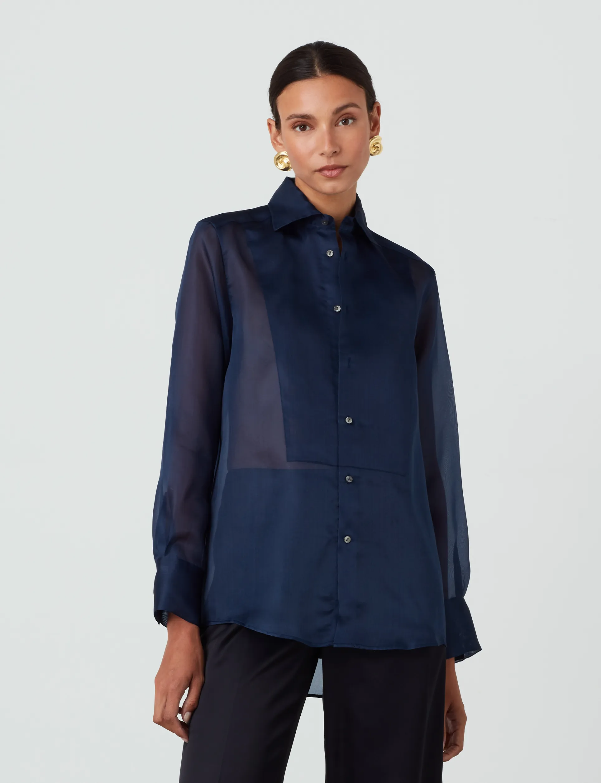 The Dress Shirt: Silk Organza, Ink sold by With Nothing Underneath