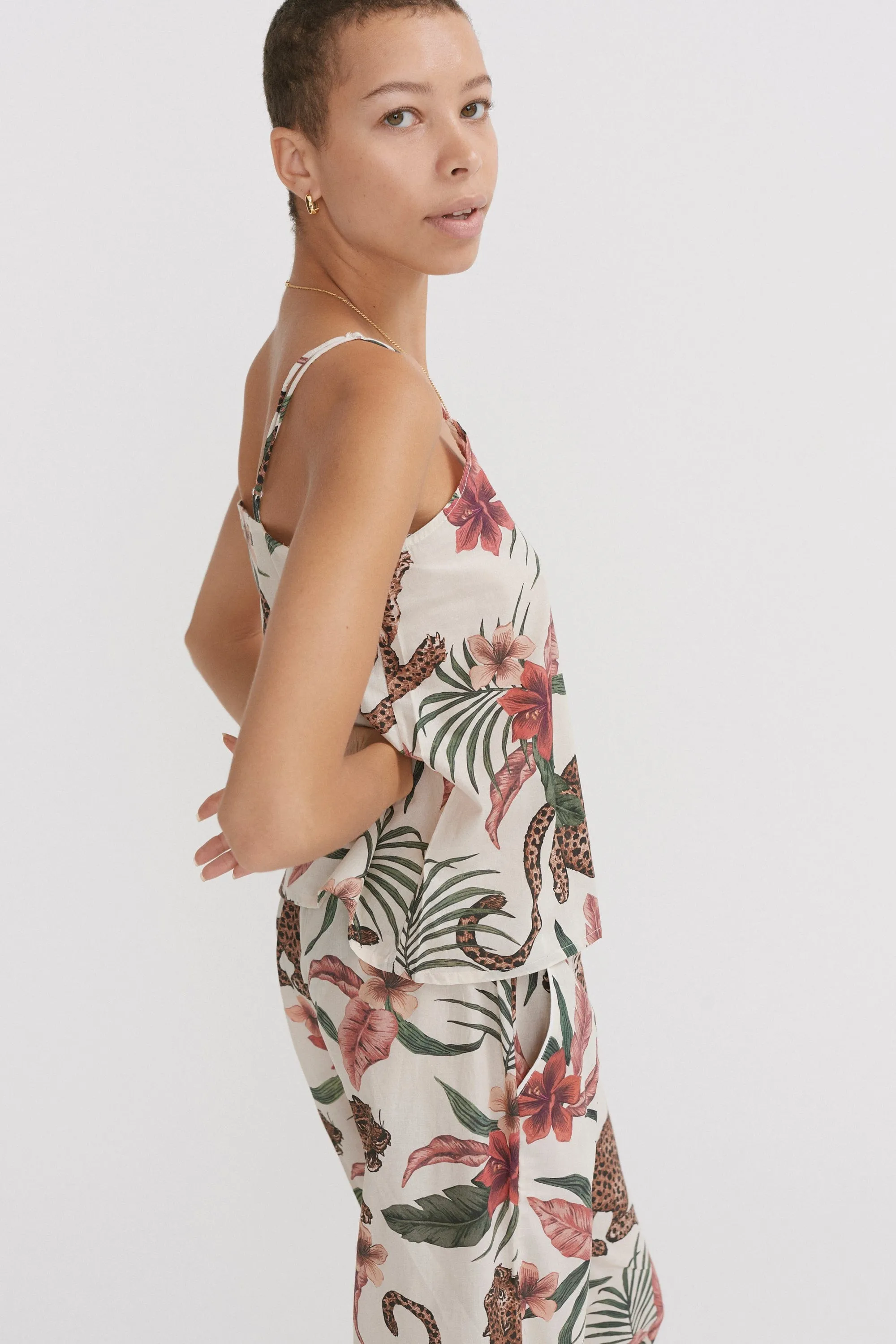 Cami Pyjama Top Soleia Print Cream sold by Desmond & Dempsey