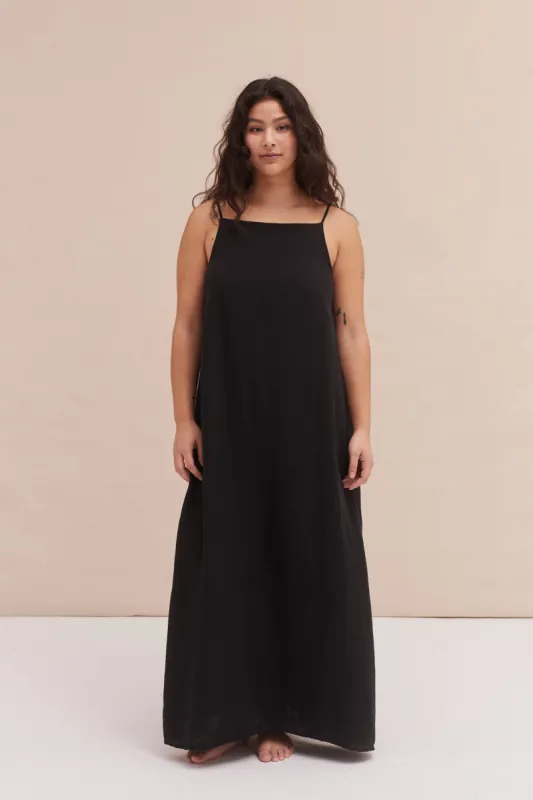 Square Nightie Black Linen sold by Desmond & Dempsey