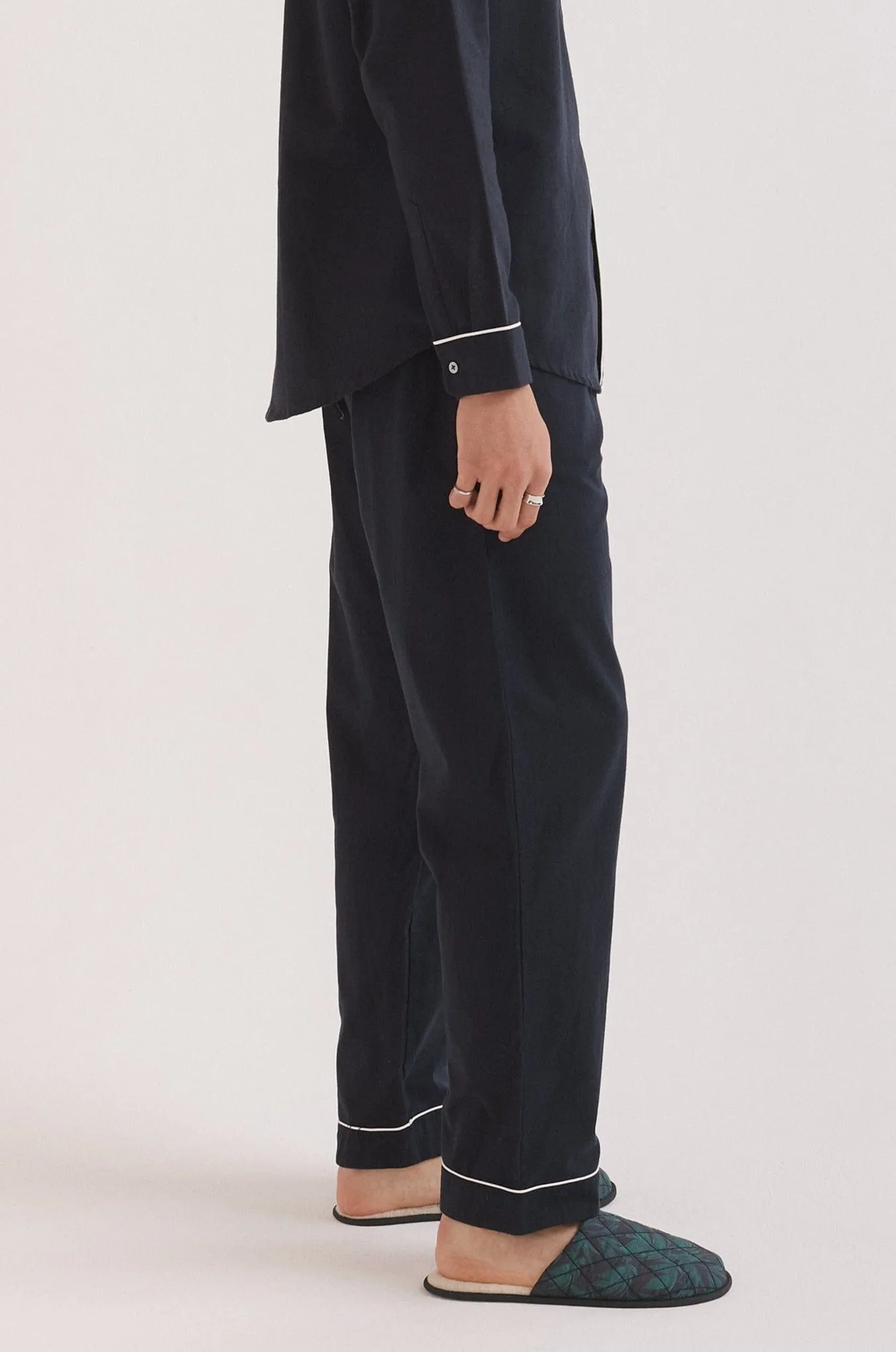 Men’s Pyjama Trousers Navy Brushed Cotton sold by Desmond & Dempsey