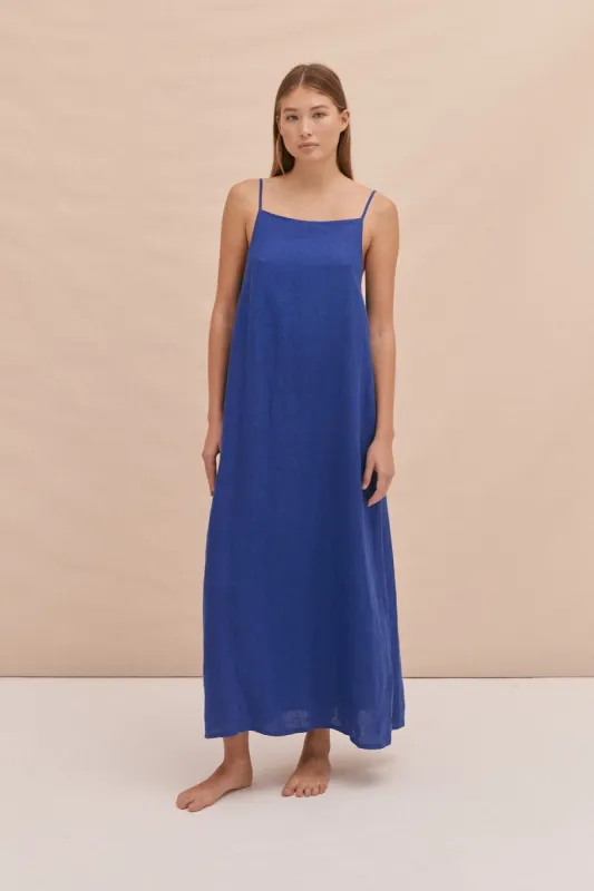 Square Nightie Lazuli Cobalt Blue Linen sold by Desmond & Dempsey