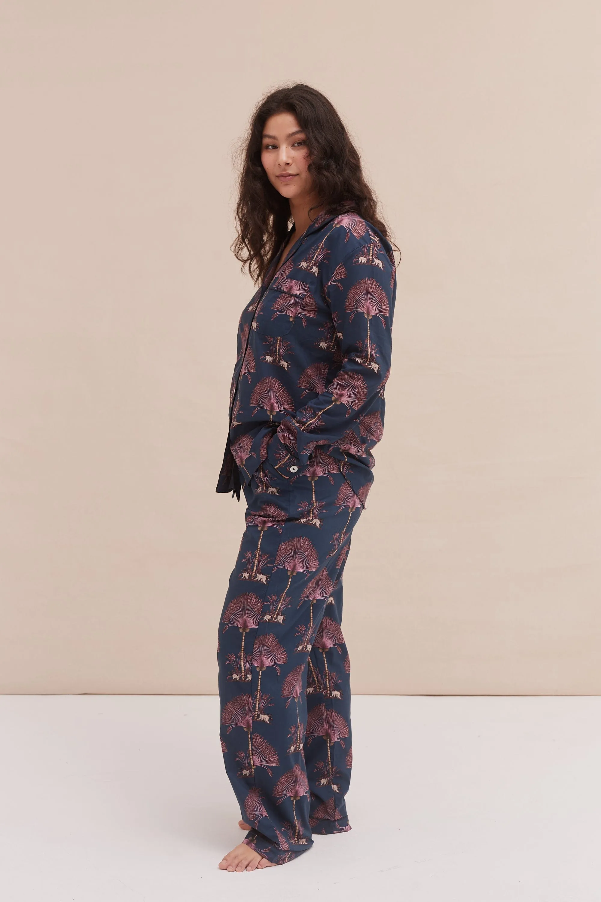 Long Pyjama Set Ravenala Print Navy sold by Desmond & Dempsey product image thumbnail 3