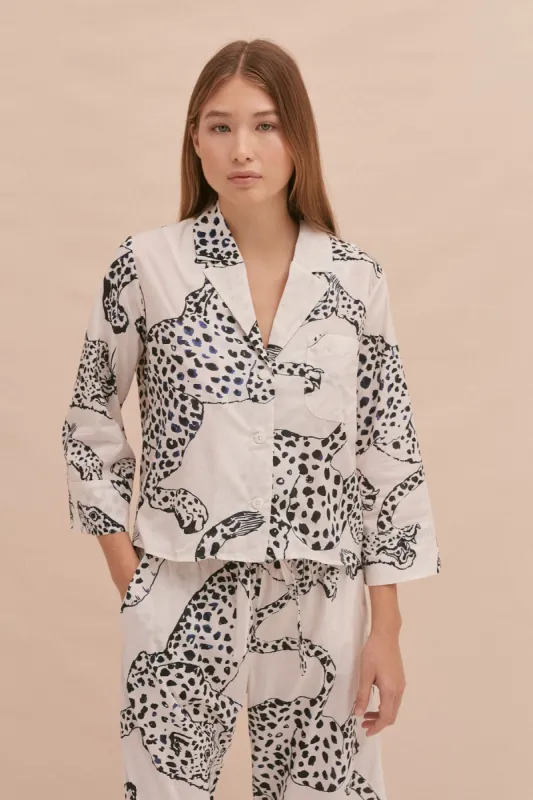 Boxy Shirt Jag Print Cream sold by Desmond & Dempsey