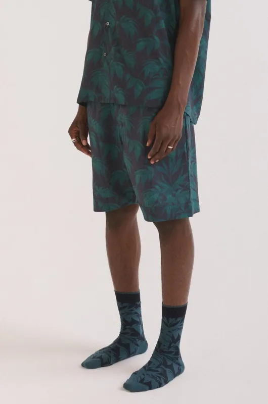 Men’s Pyjama Shorts Byron Tropical Print Navy/Green sold by Desmond & Dempsey