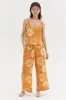 Cami & Wide Leg Set Sol Print Orange Linen sold by Desmond & Dempsey