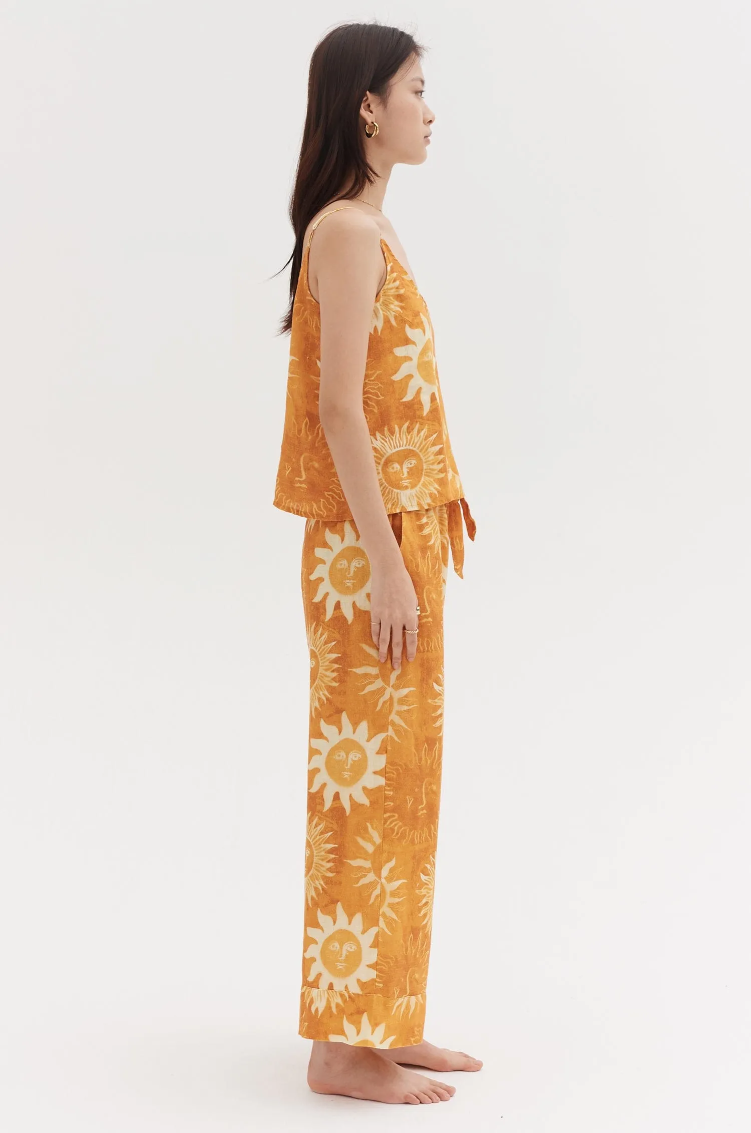 Cami & Wide Leg Set Sol Print Orange Linen sold by Desmond & Dempsey product image thumbnail 2