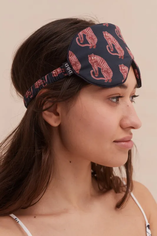 Cotton Luxe Eye Mask Sansindo Tiger Print Navy/Pink sold by Desmond & Dempsey