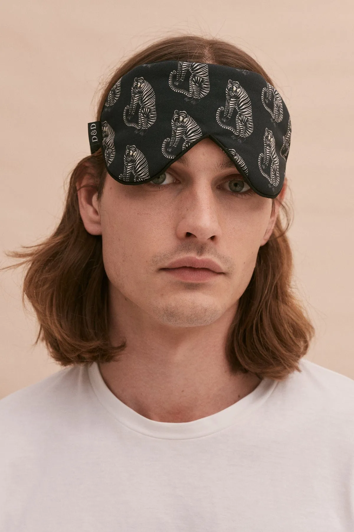 Men's Eye Mask Tiger Print Black/Cream sold by Desmond & Dempsey product image thumbnail 2