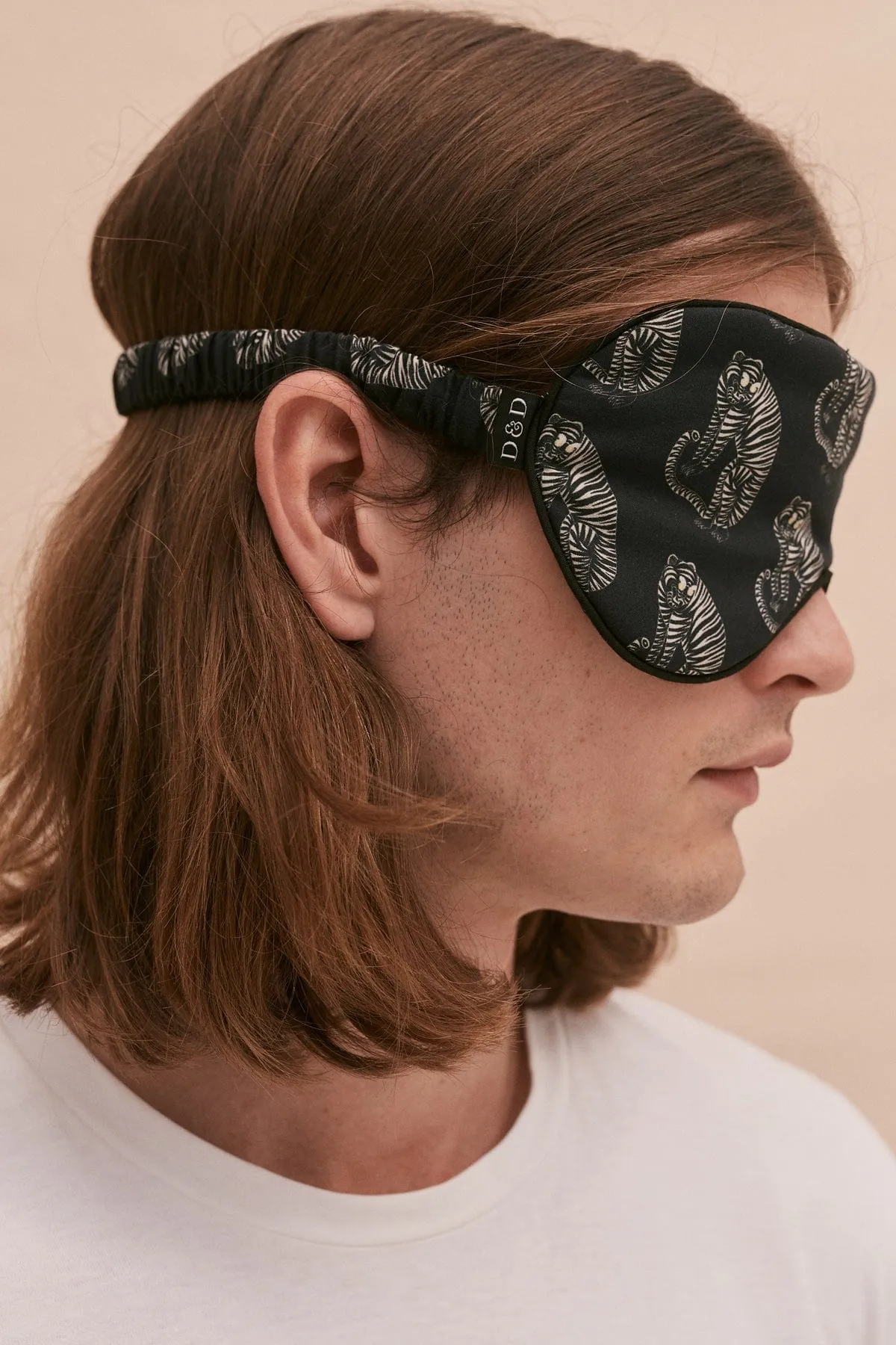 Men's Eye Mask Tiger Print Black/Cream sold by Desmond & Dempsey product image thumbnail 3