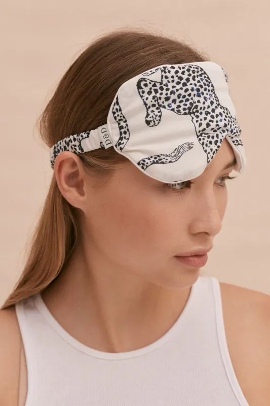 Cotton Luxe Eye Mask Jag Print Cream sold by Desmond & Dempsey