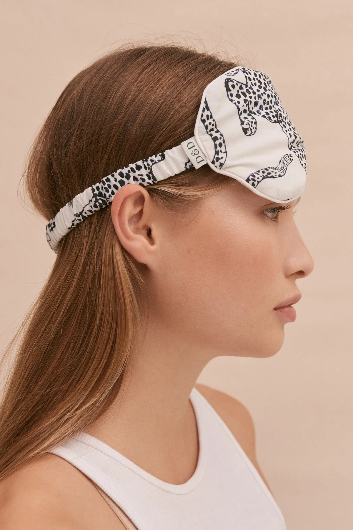 Cotton Luxe Eye Mask Jag Print Cream sold by Desmond & Dempsey product image thumbnail 4