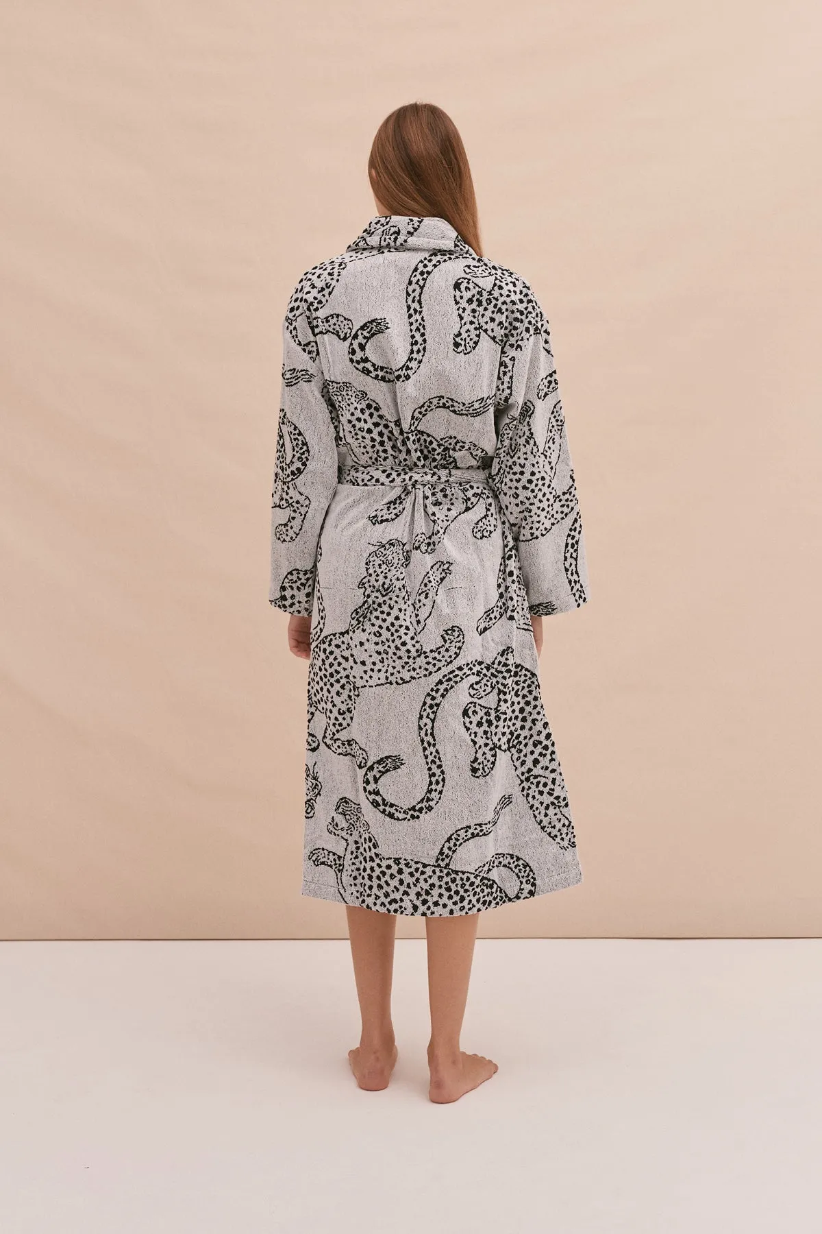 Unisex Towel Robe Jag Print Cream sold by Desmond & Dempsey product image thumbnail 4