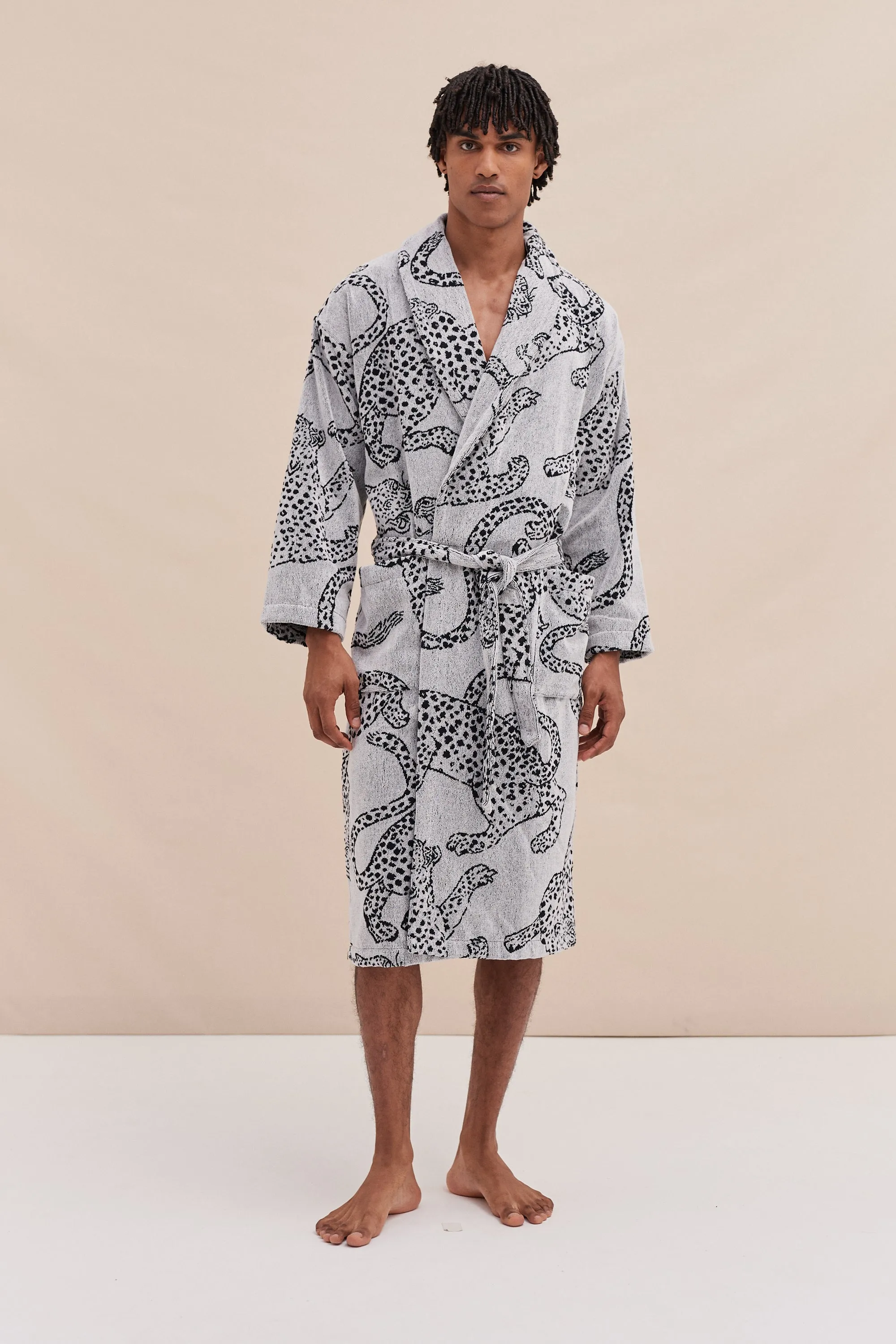 Unisex Towel Robe Jag Print Cream sold by Desmond & Dempsey product image thumbnail 2
