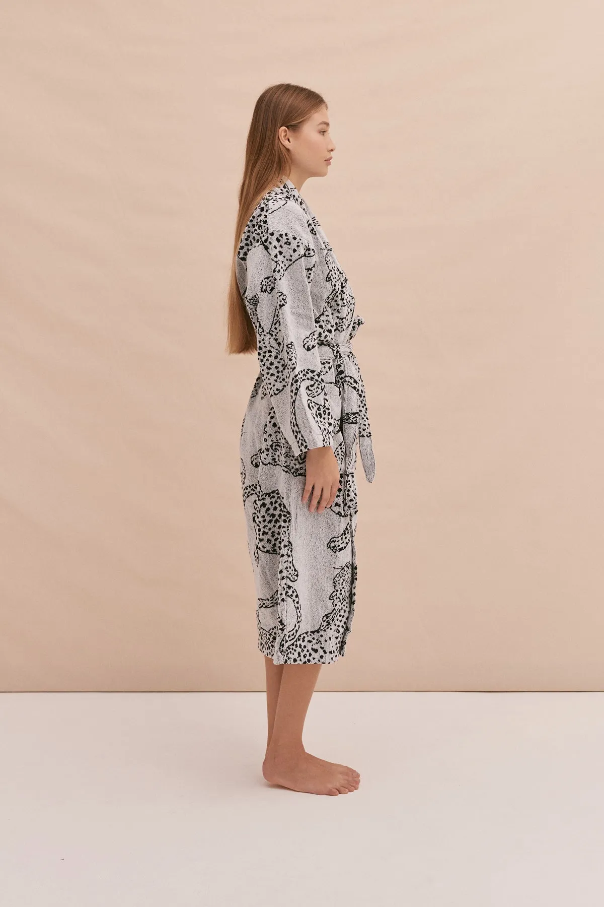 Unisex Towel Robe Jag Print Cream sold by Desmond & Dempsey product image thumbnail 5