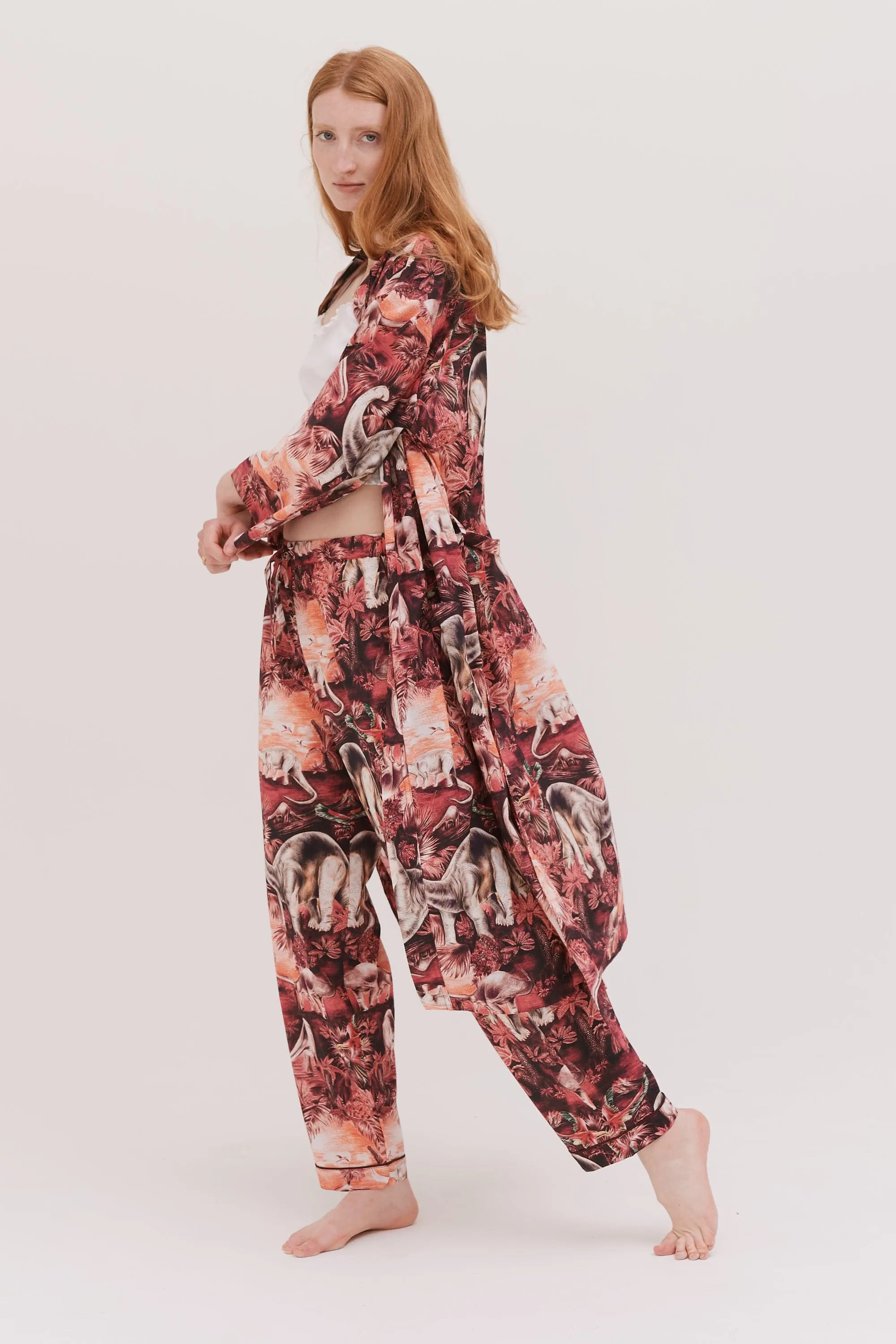 Wrap Robe Dippy Print Pink/Mandarin sold by Desmond & Dempsey product image thumbnail 5