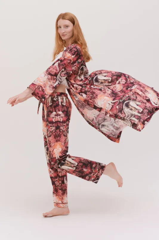 Wrap Robe Dippy Print Pink/Mandarin sold by Desmond & Dempsey