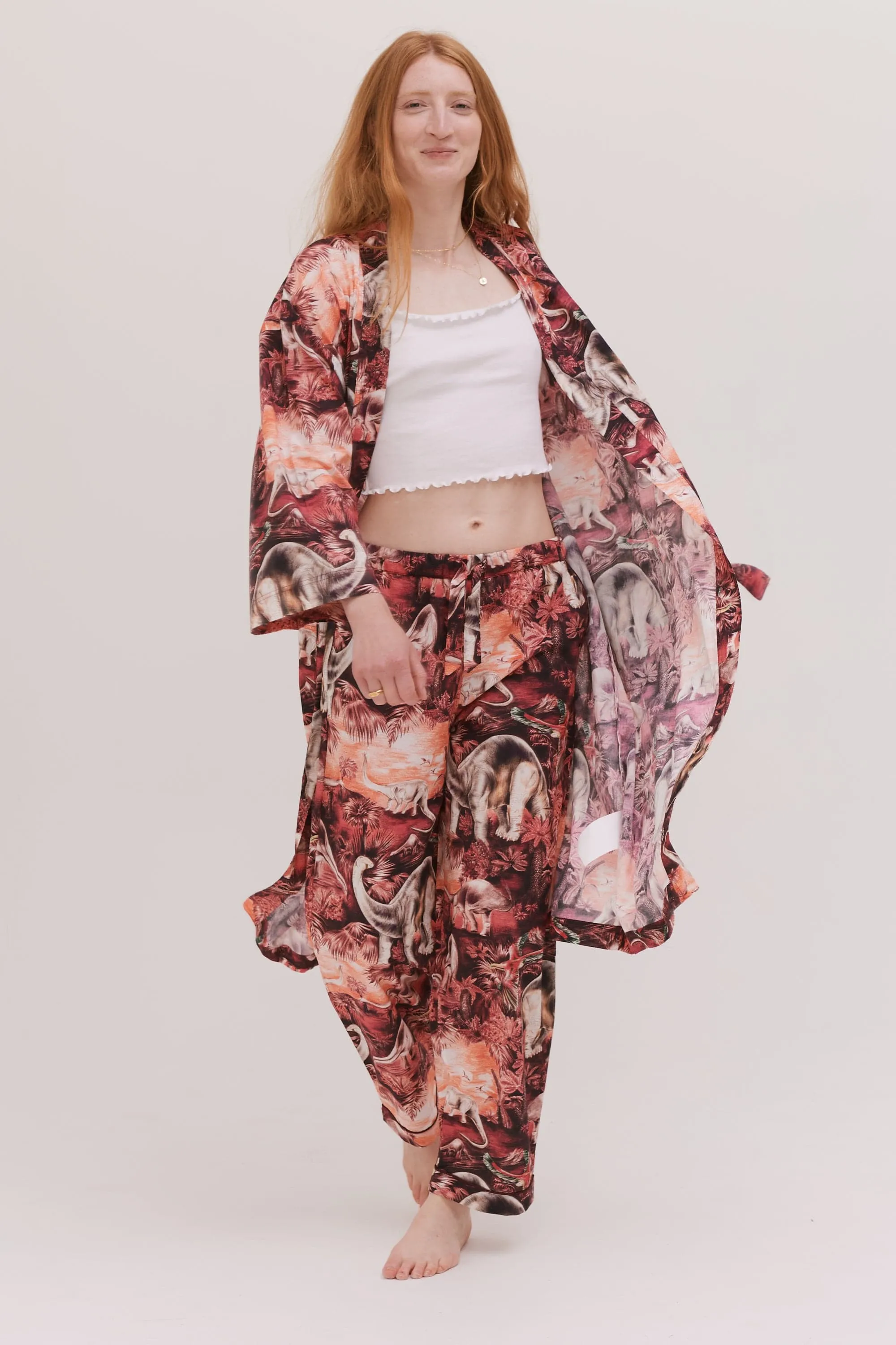 Wrap Robe Dippy Print Pink/Mandarin sold by Desmond & Dempsey product image thumbnail 2