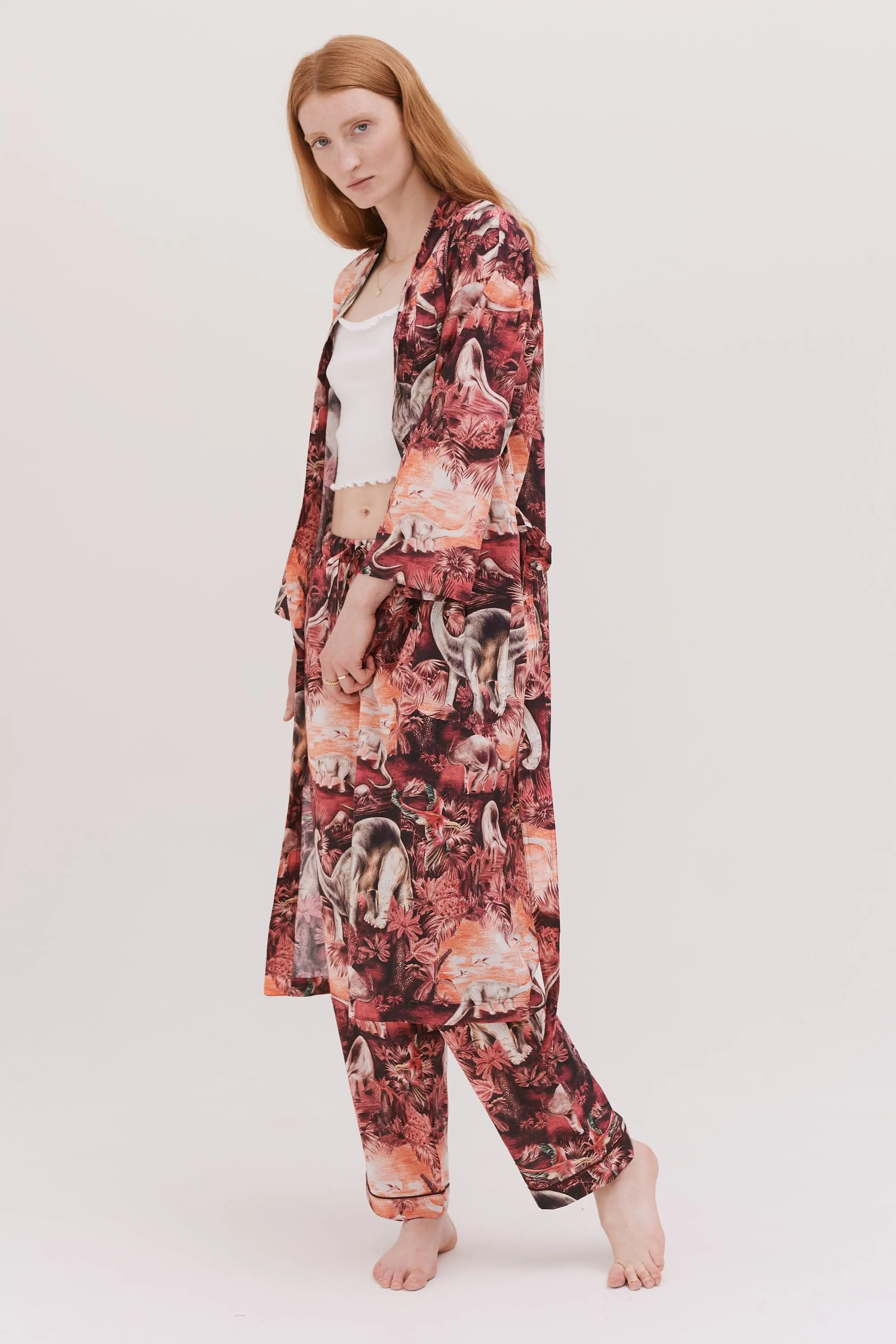 Wrap Robe Dippy Print Pink/Mandarin sold by Desmond & Dempsey product image thumbnail 3
