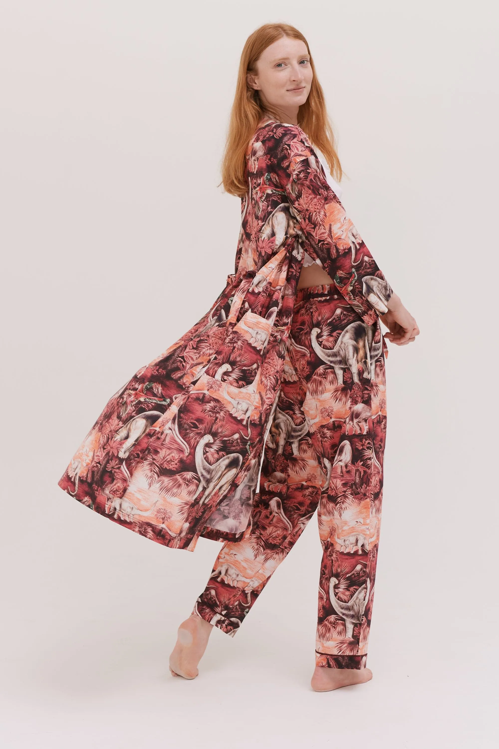 Wrap Robe Dippy Print Pink/Mandarin sold by Desmond & Dempsey product image thumbnail 4