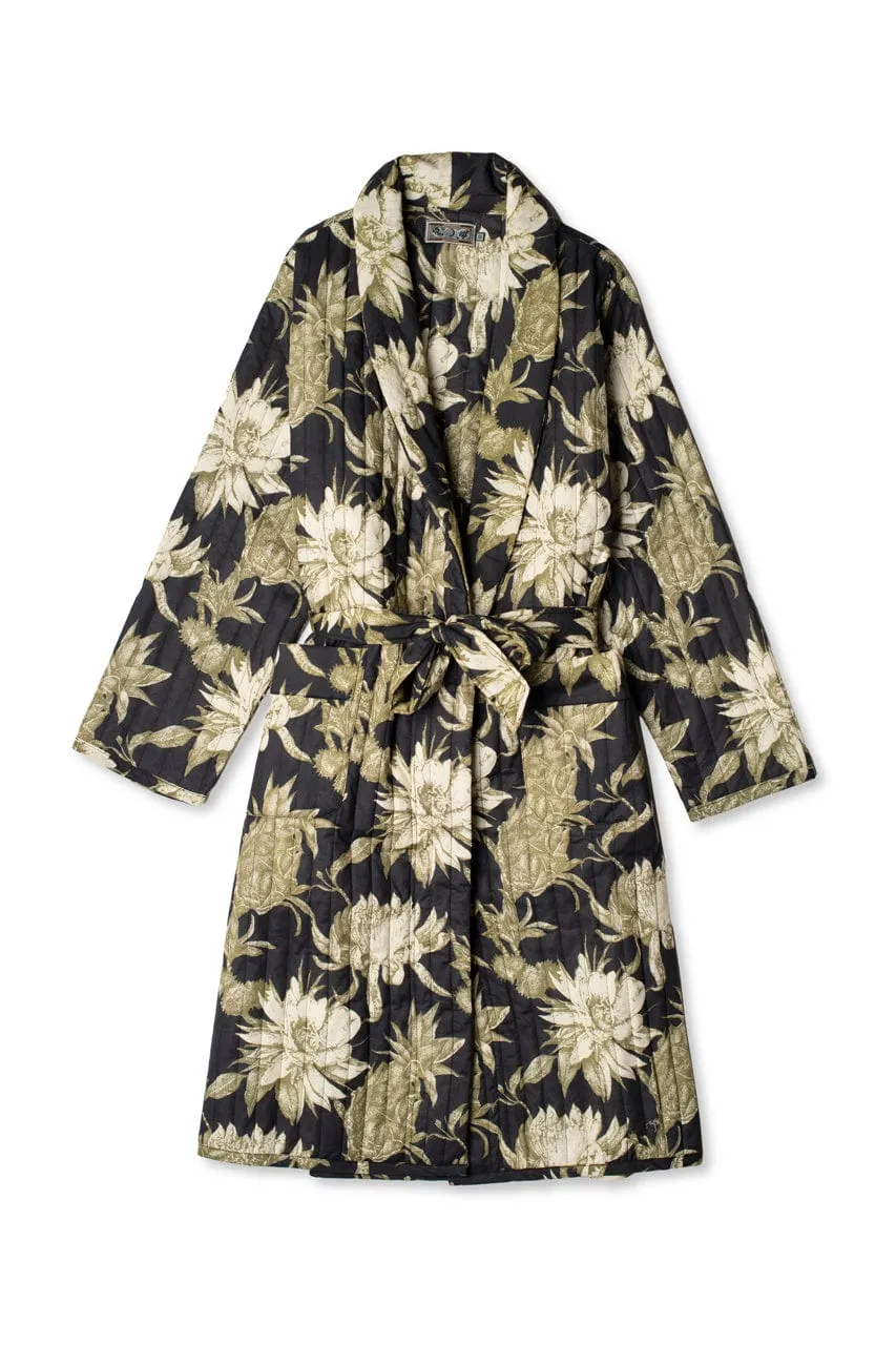 Quilted Robe Night Bloom Print Black/Green sold by Desmond & Dempsey product image thumbnail 5