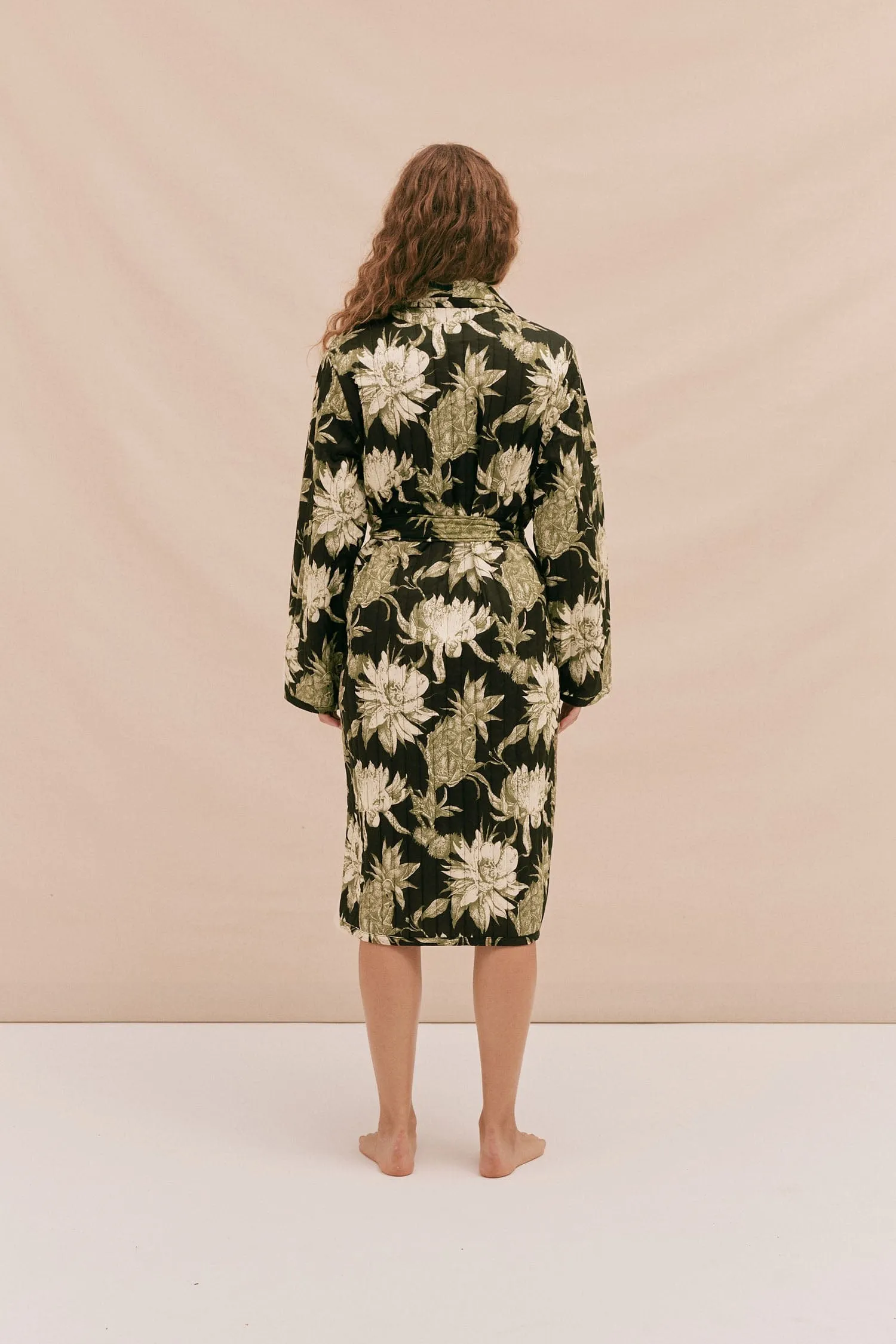 Quilted Robe Night Bloom Print Black/Green sold by Desmond & Dempsey product image thumbnail 4