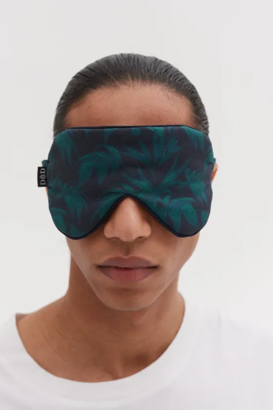 Cotton Luxe Eye Mask Byron Tropical Print Navy/Green sold by Desmond & Dempsey
