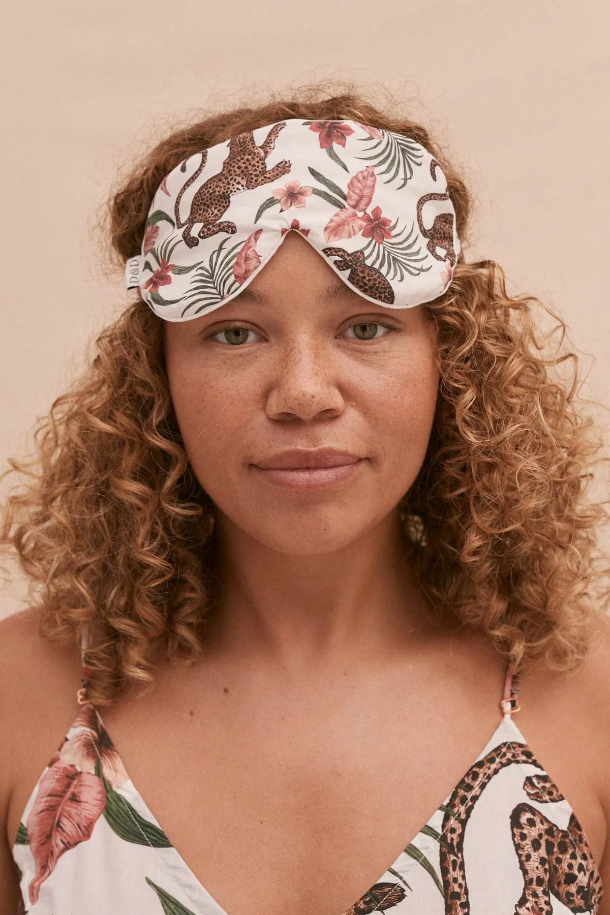 Cotton Luxe Eye Mask Soleia Leopard Print Cream sold by Desmond & Dempsey product image thumbnail 3