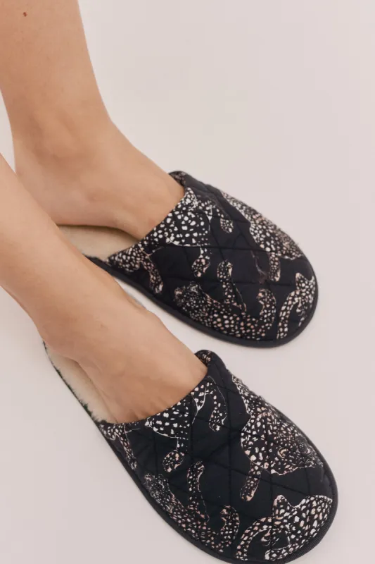 Women's Slipper Jag Print Navy sold by Desmond & Dempsey
