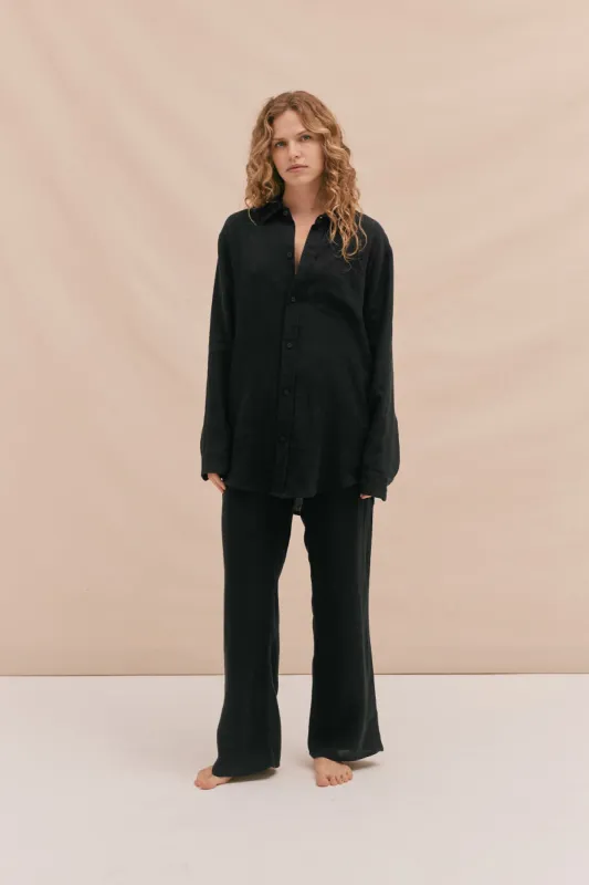 Long Lounge Set Black Linen sold by Desmond & Dempsey