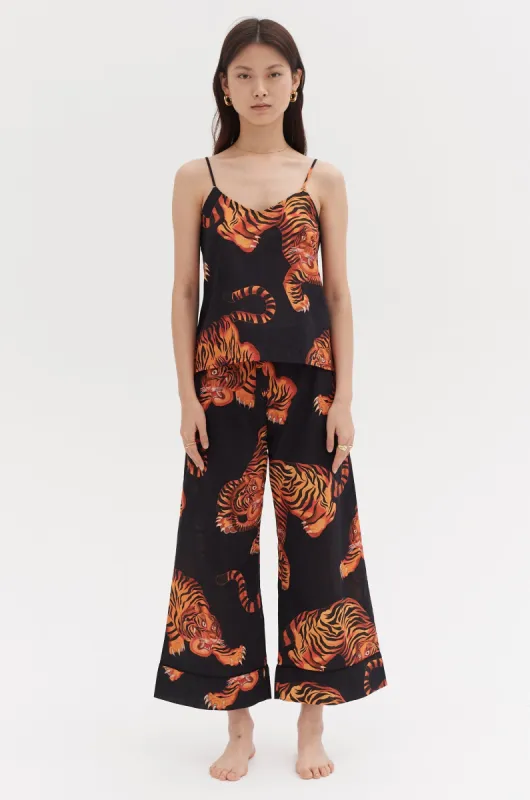 Cami & Wide Leg Set Rayas Print Black sold by Desmond & Dempsey
