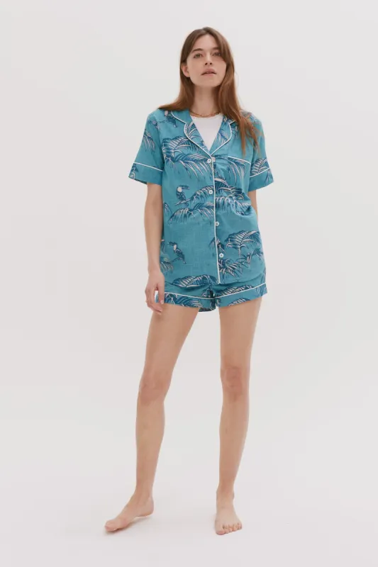 Short Pyjama Set Bocas Print Blue sold by Desmond & Dempsey